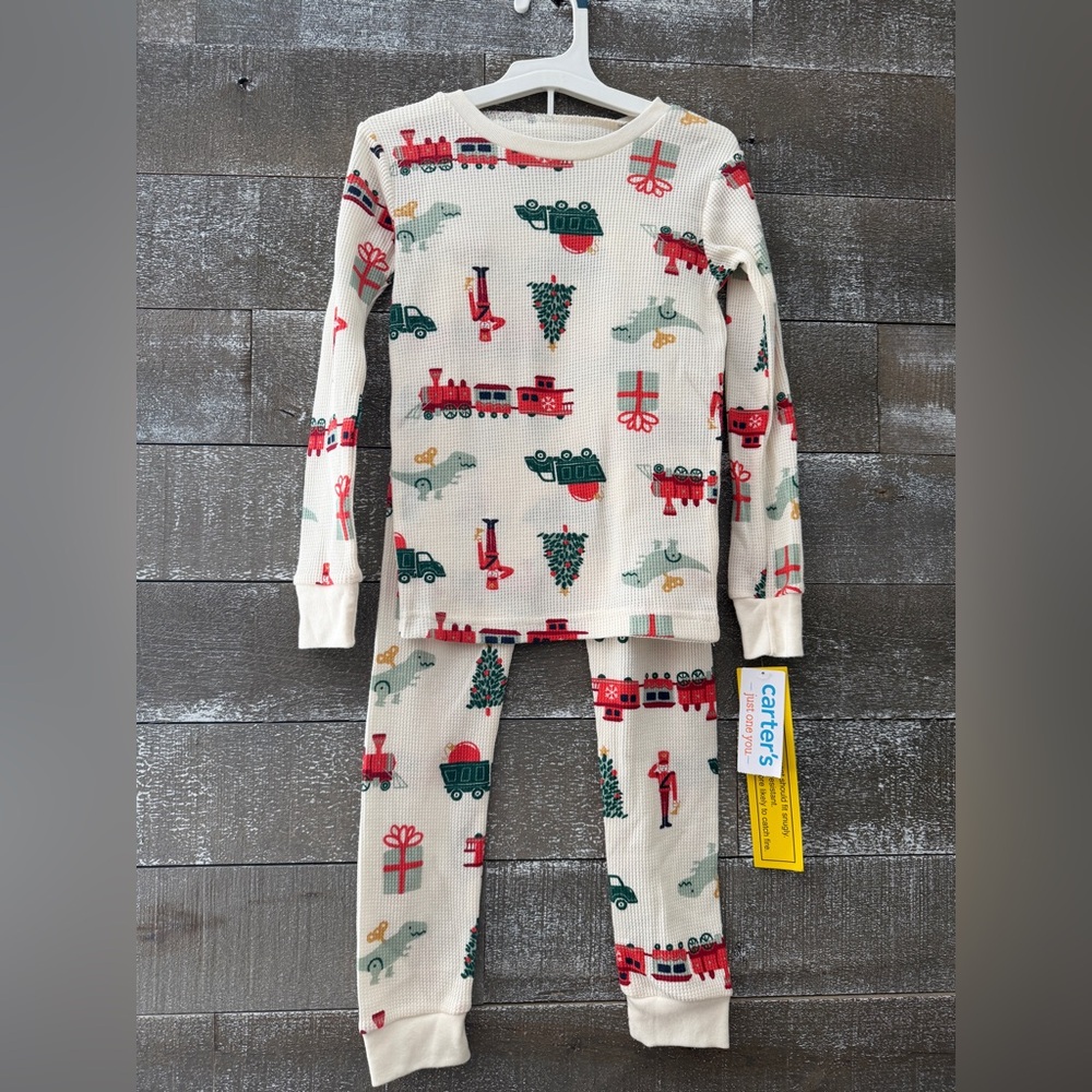 Unisex Carter's‎ Cream Pajama Set Christmas Prints 5T